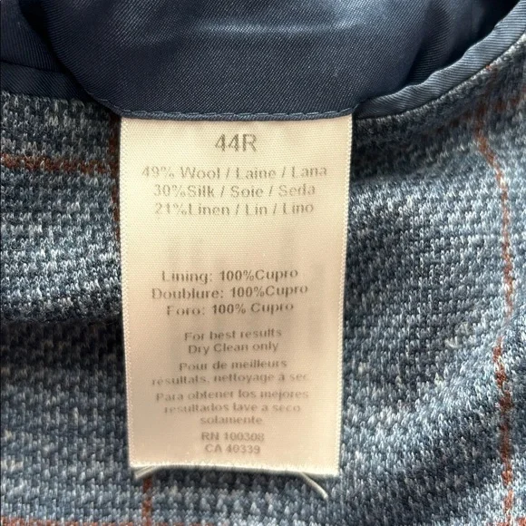 Peter Millar Holden Slim-Fit Checked Wool, Silk and Linen-Blend Blazer Blue 44R - Picture 10 of 13